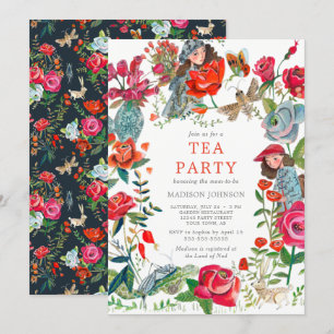 Invitación Jardín secreto Rosas e insectos baby shower