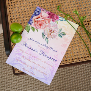 Invitación Jardín Tea Fiesta Calligraphy Baby Shower Brunch