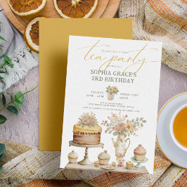Invitación Jardín Tea Fiesta Cute Kids Cumpleaños