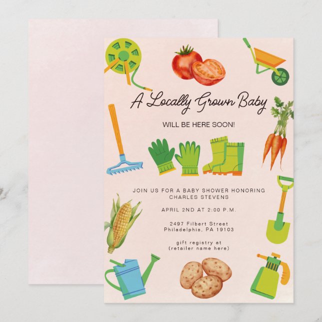 Invitación Jardín vegetal de cultivo local neutro (Anverso / Reverso)