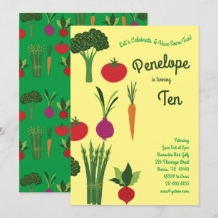 Invitación Jardín vegetal Niños Vegetales Fiestas de cumpleañ