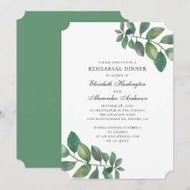 Invitación Jardín verde de verano. Cena de ensayo en Woodland