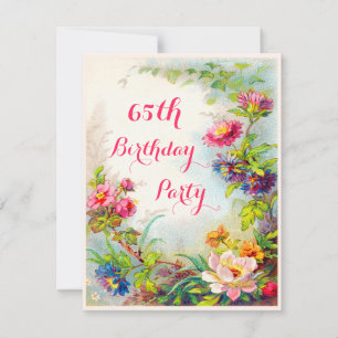 Invitación Jardín Victoriano de Dahlias y Peonies, 65° cumple