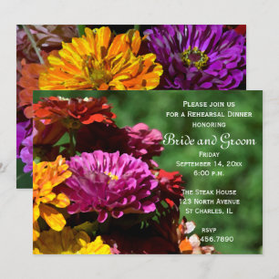 Invitación Jardín Zinnia Flores Boda Ensayo Cena
