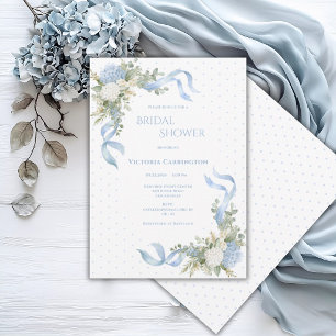 Invitación Jardineras Azules de Hortensias Elegante Duche de 