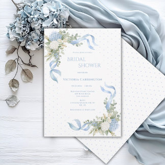 Invitación Jardineras Azules de Hortensias Elegante Duche de 
