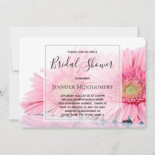 Invitación Jardineras Gerbera Rosadas Foto Elegante Despedida