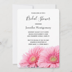 Invitación Jardineras Gerbera Rosadas Foto Elegante Despedida