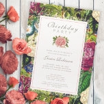 Invitación Jardinería Lady 60th Birthday Party Vintage Floral<br><div class="desc">Elegante invitación de fiesta de cumpleaños para un niño de sesenta años que ama el jardín.</div>