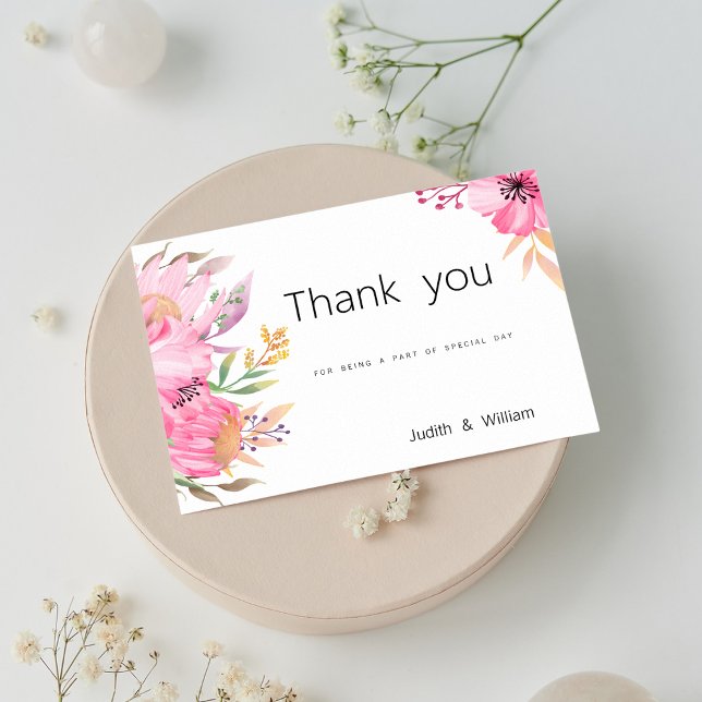Invitación Jardines botánicos acuarela floral Gracias (Watercolor botanical garden floral Thank You)