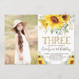 Invitación Jardines Sunflowers Greenery Foto de cumpleaños 3e