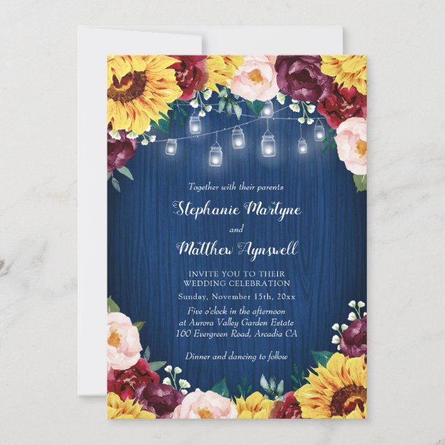Invitación Jares de la marina de borgoña giratoria iluminan a (Anverso)
