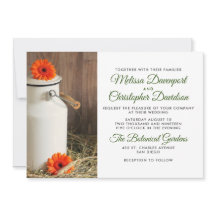 Jarra de Leche Blanca Rústica con Flores Boda