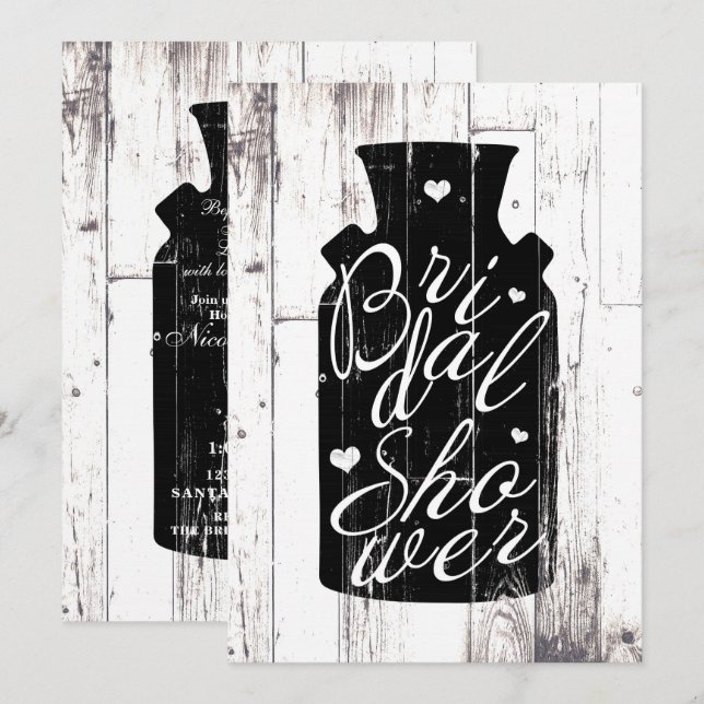 Invitación Jarra de Leche de Madera Blanca de Casa de Campo p (Anverso / Reverso)