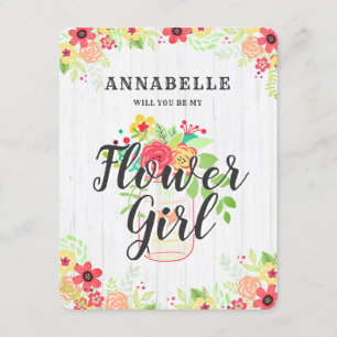 Invitación Jarra de Mason Rústica ¿Serás Mi Dama de Flores