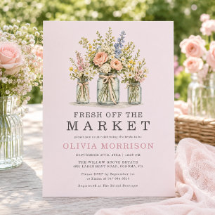 Invitación Jarra floral rosa sonrojado Despedida de soltera e