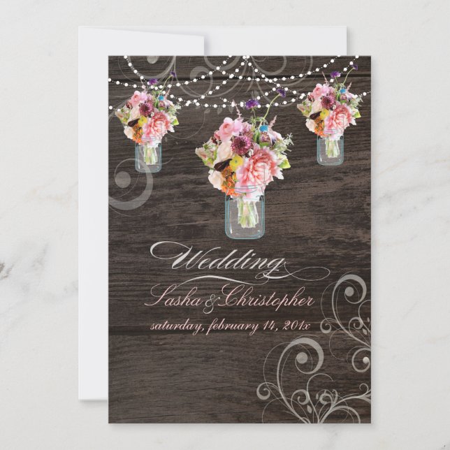 Invitación JARRAS DE MASÓN PixDezines/PANELES DE MADERA RÚSTI (Anverso)