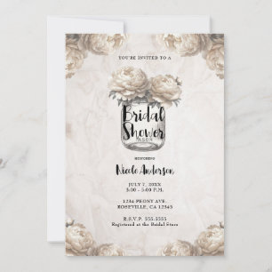 Invitación Jarrón de albañil Peonía Blanca Crema Ducha de Nov