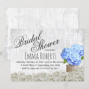 Invitación Jarrón de Hortensias Azules Cumpleaños Floral Rúst