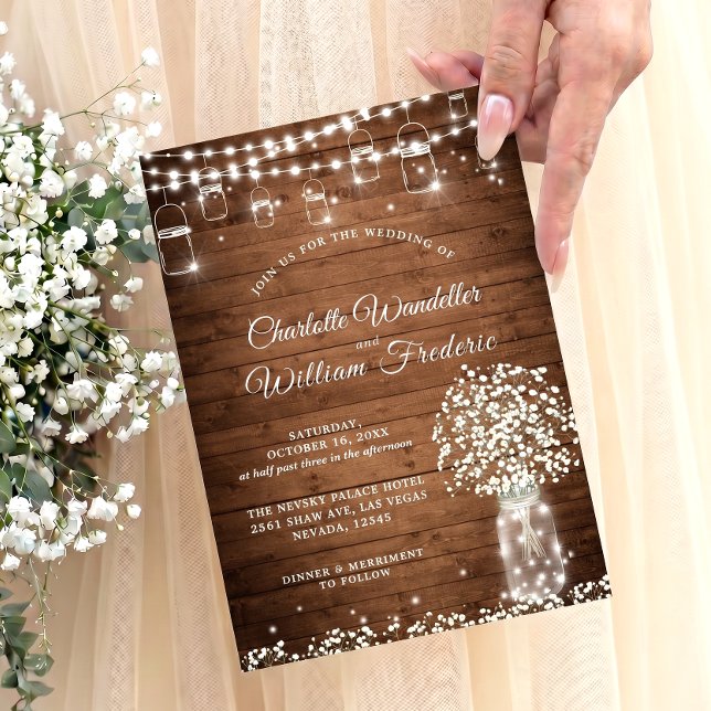 Invitación Jarrón de Mason de Aliento de Bebé Boda Rústica de (Subido por el creador)