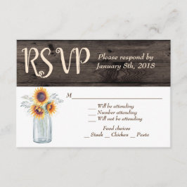 Invitación Jarrón de Mason de Girasol Rústico de Madera País
