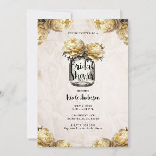 Invitación Jarrón de Mason de Peonía Amarilla Baño Nupcial Rú