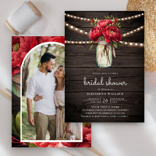 Invitación Jarrón de Mason Floral Peonía Roja Granja de Mader