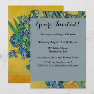 Invitación Jarrón de Van Gogh con Iris Clasicismo Impresionis