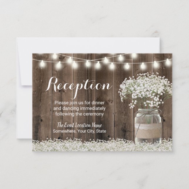 Invitación Jarrón floral de aliento de bebé Recepción de boda (Anverso)