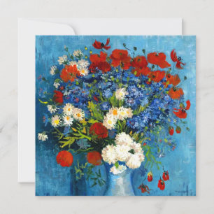 Invitación Jarrón Van Gogh con acianos y amapolas