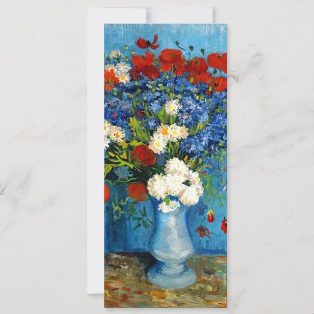 Invitación Jarrón Van Gogh con acianos y amapolas (Anverso)