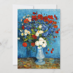 Invitación Jarrón Van Gogh con acianos y amapolas