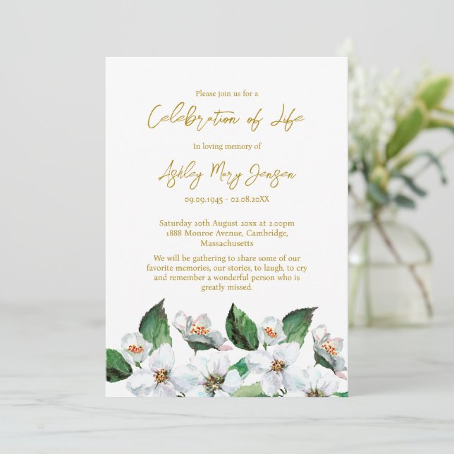 Invitación Jasmine Celebration of Life Funeral (Anverso de pie)