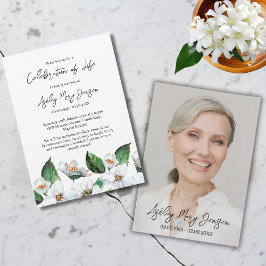Invitación Jasmine Celebration of Life Photo Funeral 