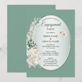 Invitación Jasmine Floral Green Geometric Engagement Party