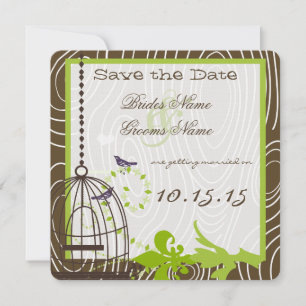 Invitación Jaula de Pájaros de Grano de Madera Caprichosa Ver