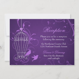 Invitación Jaula de pájaros y espirales Aubergine Recepción