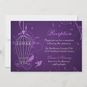 Invitación Jaula de pájaros y espirales Aubergine Recepción