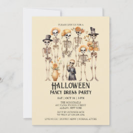 Invitación Jaunty Skeleton Family Portrait Halloween Party