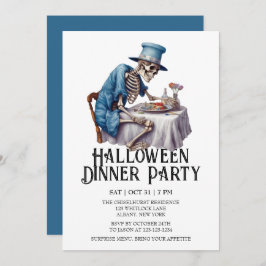 Invitación Jaunty Skeleton Halloween Fiesta