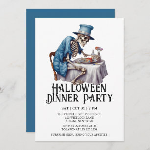 Invitación Jaunty Skeleton Halloween Fiesta