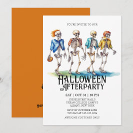 Invitación Jaunty Skeleton Teenager Football Halloween Party