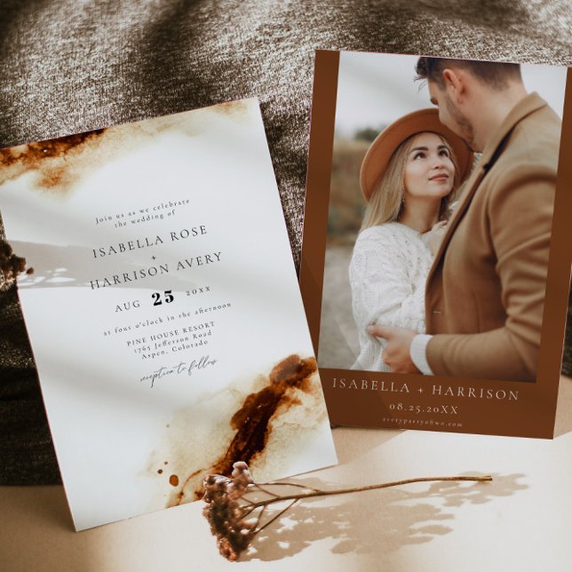Invitación JAYLA Boho Terracotta Naranja quemado Boda de óxid (Subido por el creador)