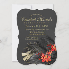 Invitación Jazmín Rojo Oscuro Tropical Bridal Shower