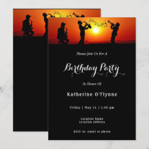 Jazz Band Silhouette Naranja Sunset Birday