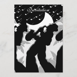 Invitación Jazz Blanco Y Negro