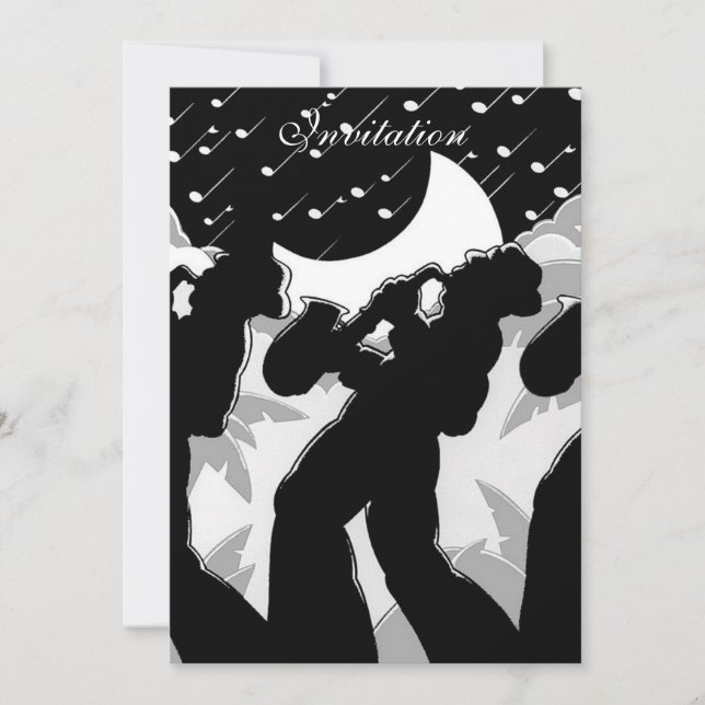 Invitación Jazz Negro Y Blanco (Anverso)