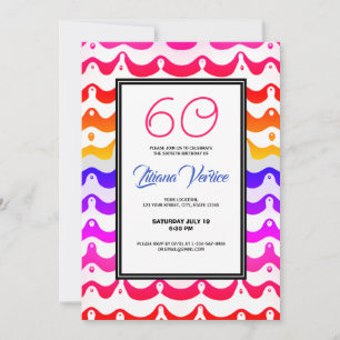 Invitación Jazzy Tropical Psychedelic Wavy Stripes