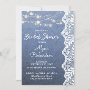 Invitación Jean Lace & String Lights Bridal Shower 2