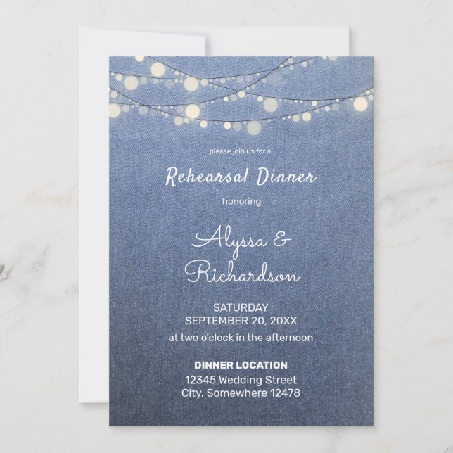 Invitación Jean, Lace & String Lughts Rehearner (Anverso)